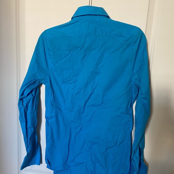 Men’s 1MX EXPRESS *Extra Slim Fit Blue Dress Shirt - Picture 3 of 8